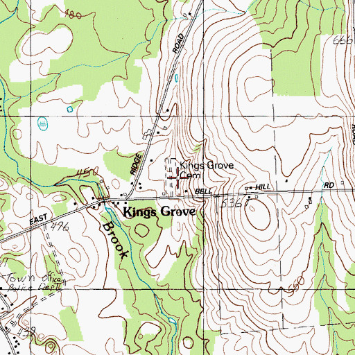Topographic Map of Kings Grove Cemetery, ME
