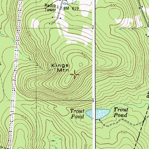 Topographic Map of Kings Mountain, ME
