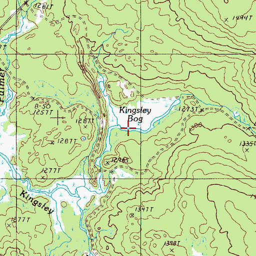 Topographic Map of Kingsley Bog, ME