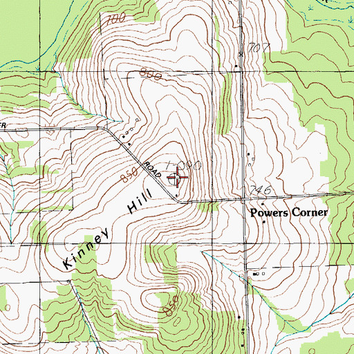 Topographic Map of Kinney Hill, ME