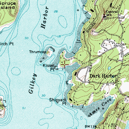 Topographic Map of Kissel Point, ME