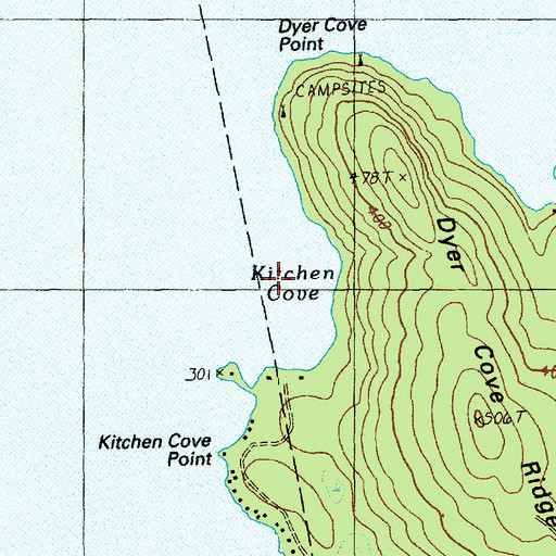 Topographic Map of Kitchen Cove, ME