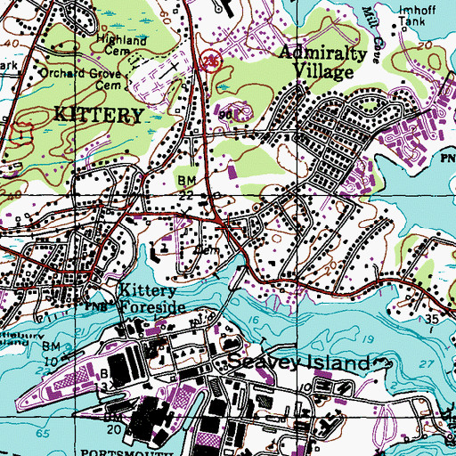 Topographic Map of Kittery, ME