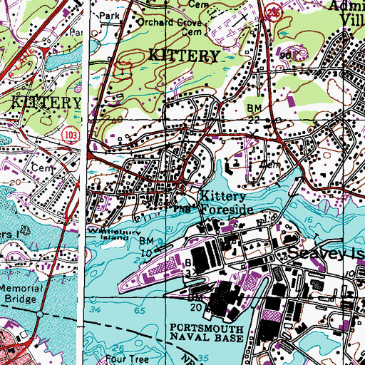 Topographic Map of Kittery Foreside, ME