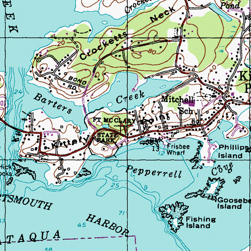 Topographic Map of Kittery Point, ME