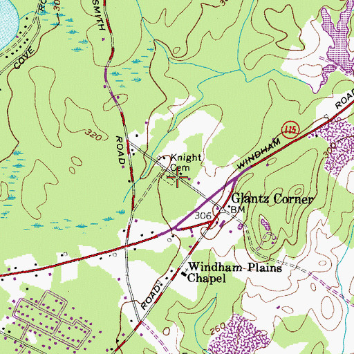Topographic Map of Knight Cemetery, ME