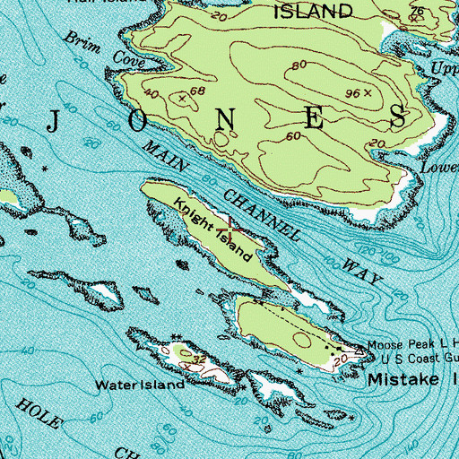 Topographic Map of Knight Island, ME