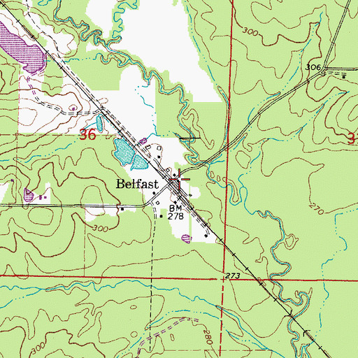 Topographic Map of Belfast, AR