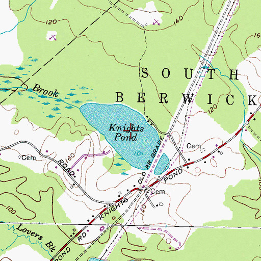 Topographic Map of Knights Pond, ME