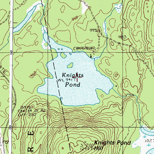 Topographic Map of Knights Pond, ME