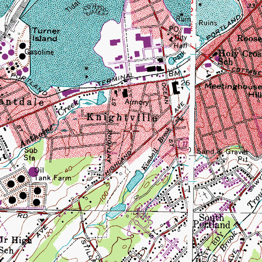 Topographic Map of Knightville, ME