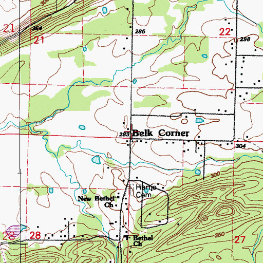 Topographic Map of Belk Corner, AR