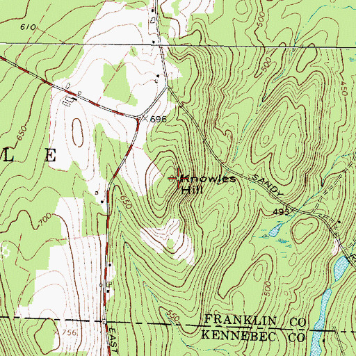 Topographic Map of Knowles Hill, ME