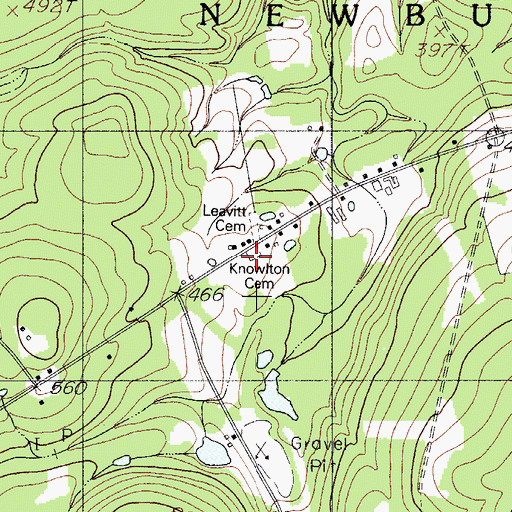 Topographic Map of Knowlton Cemetery, ME