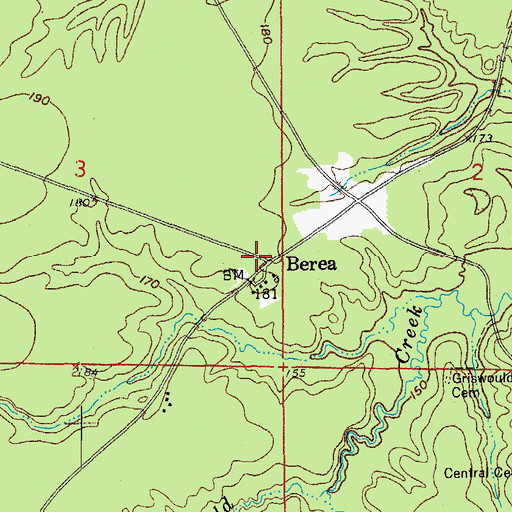 Topographic Map of Berea, AR