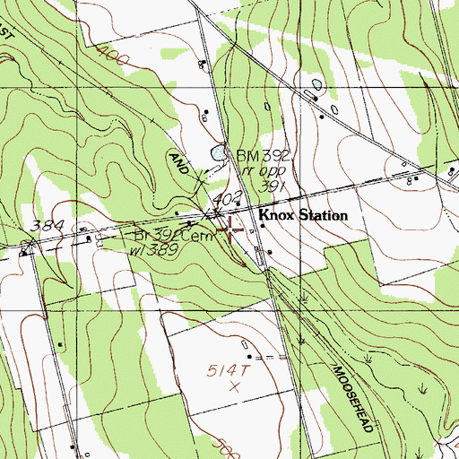 Topographic Map of Knox Station, ME