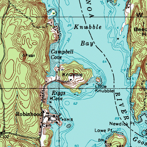 Topographic Map of Knubble, ME