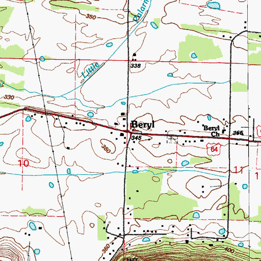 Topographic Map of Beryl, AR