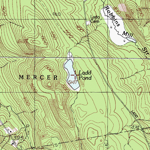 Topographic Map of Ladd Pond, ME