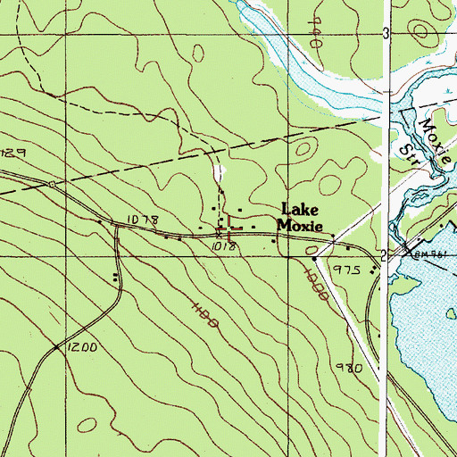 Topographic Map of Lake Moxie, ME
