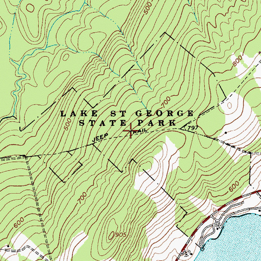 Topographic Map of Lake Saint George State Park, ME