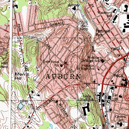 Topographic Map of Lake Street Elementary School, ME