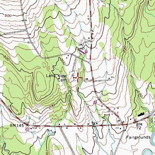 Topographic Map of Lake View Cemetery, ME