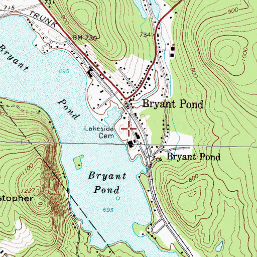 Topographic Map of Lakeside Cemetery, ME