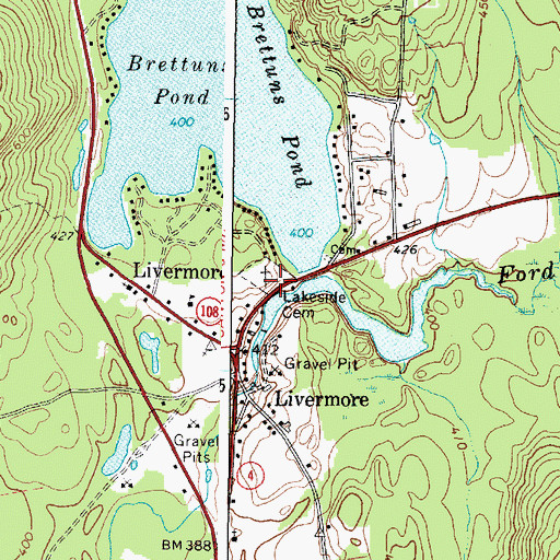 Topographic Map of Lakeside Cemetery, ME