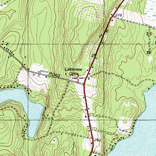 Topographic Map of Lakeview Cemetery, ME