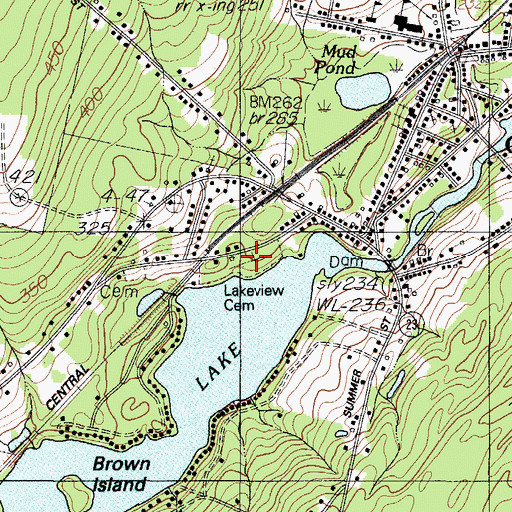 Topographic Map of Lakeview Cemetery, ME
