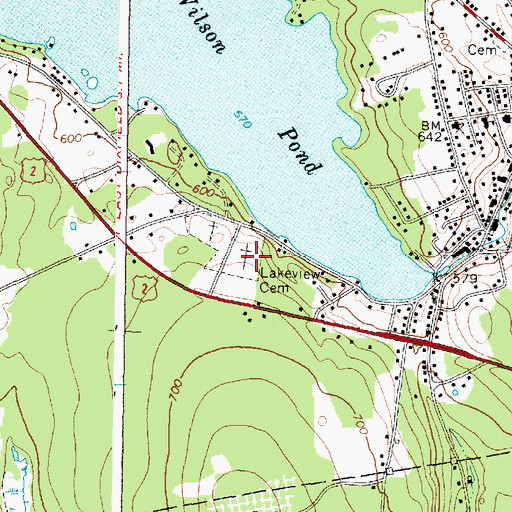 Topographic Map of Lakeview Cemetery, ME
