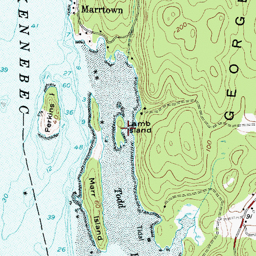 Topographic Map of Lamb Island, ME