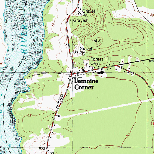 Topographic Map of Lamoine Corner, ME