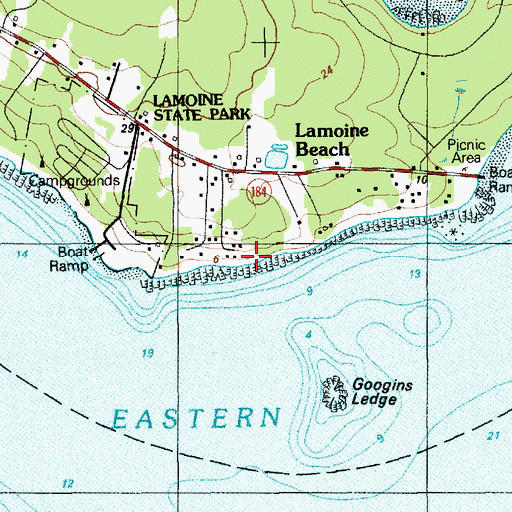Topographic Map of Lamoine Beach, ME