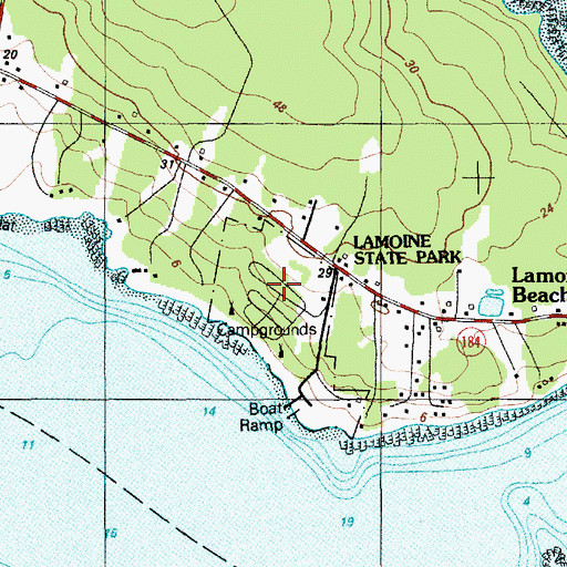 Topographic Map of Lamoine State Park, ME