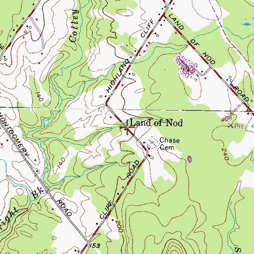 Topographic Map of Land of Nod, ME