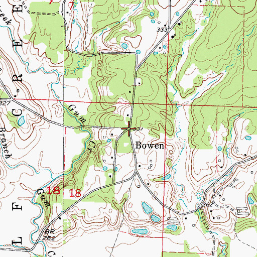 Topographic Map of Bowen, AR