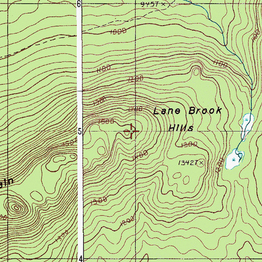 Topographic Map of Lane Brook Hills, ME