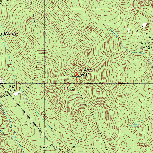 Topographic Map of Lane Hill, ME