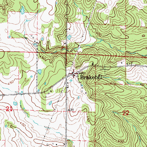 Topographic Map of Brakebill, AR