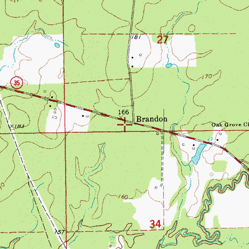 Topographic Map of Brandon, AR