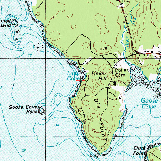 Topographic Map of Latty Cove, ME