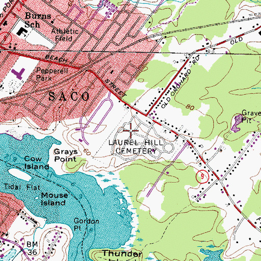Topographic Map of Laurel Hill Cemetery, ME