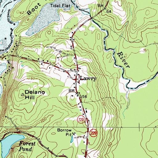 Topographic Map of Lawry, ME