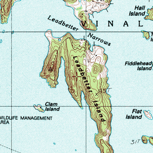 Topographic Map of Leadbetter Island, ME