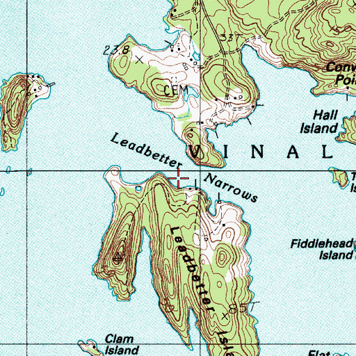 Topographic Map of Leadbetter Narrows, ME