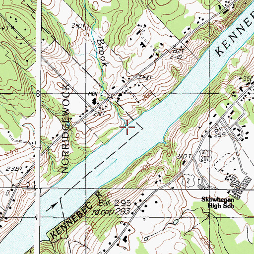 Topographic Map of Ledge Brook, ME