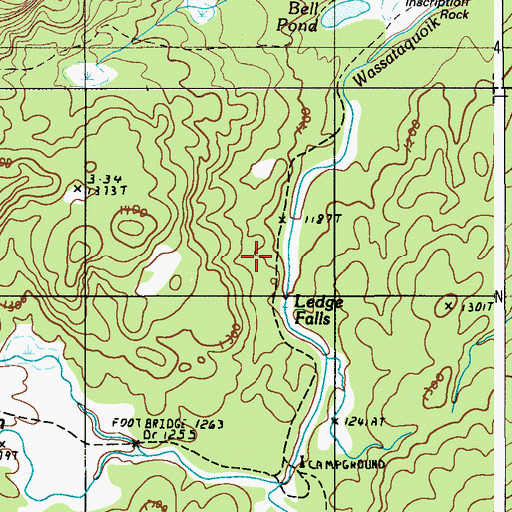 Topographic Map of Ledge Falls, ME