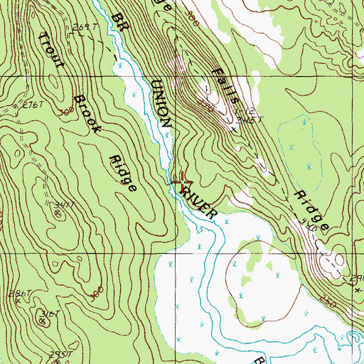 Topographic Map of Ledge Falls Dam (historical), ME